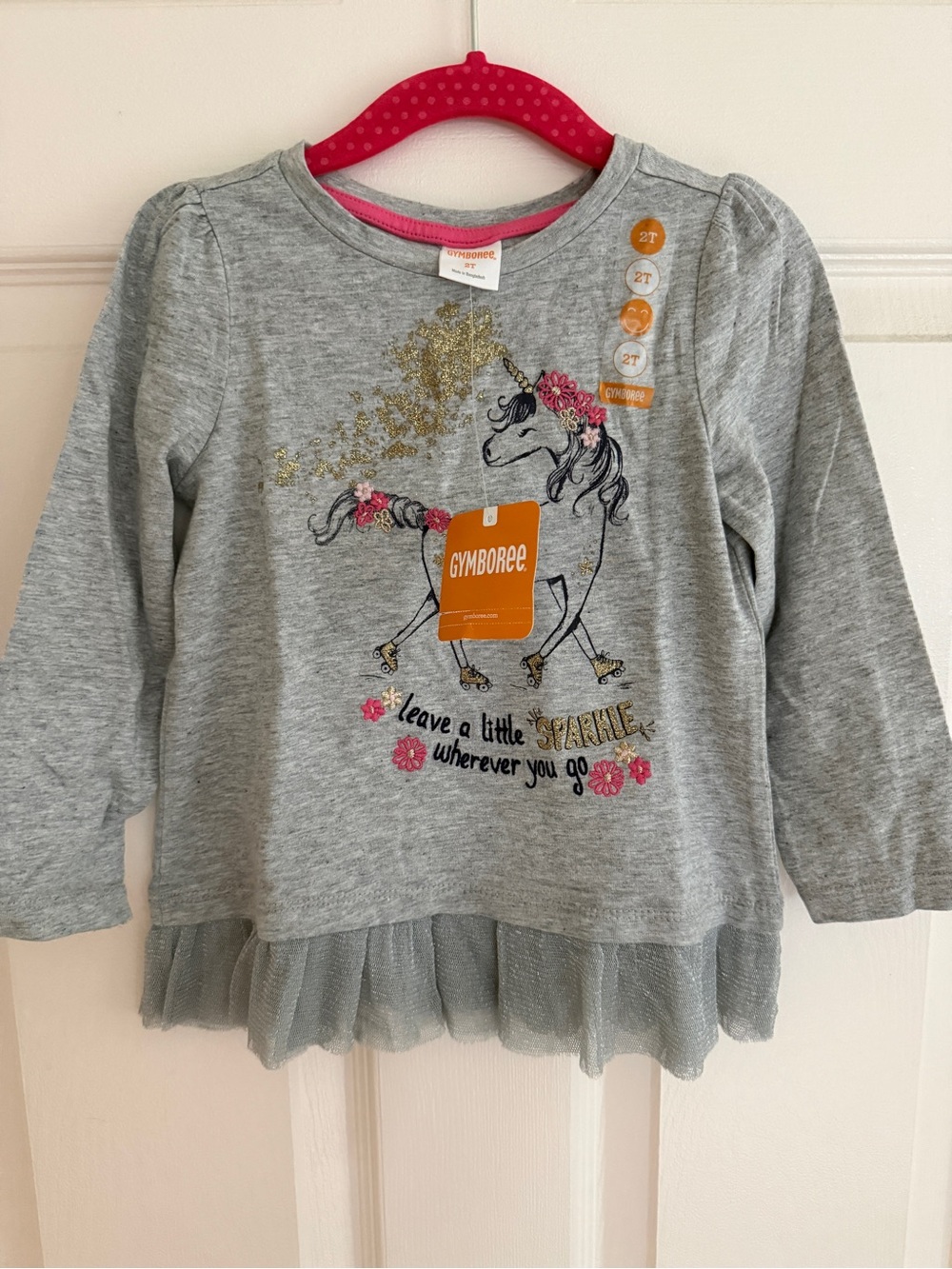 NWT Gymboree Unicorn Ruffle shirt, Size 2T